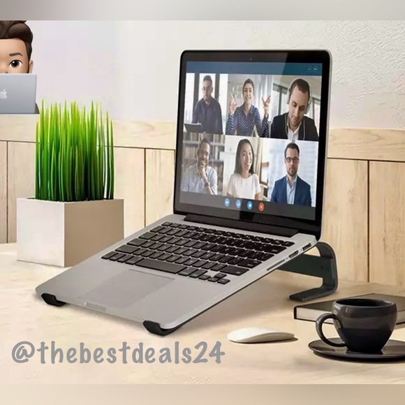 Laptop 💻 stand. Aluminum Ergonomic Laptop Riser. iHome. Black. - Picture 1 of 3
